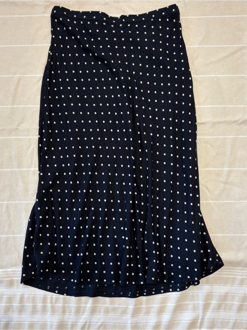Old Navy Navy and White Polka Dot Midi Skirt